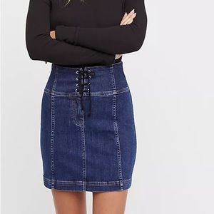 Free People “modern femme” denim mini skirt